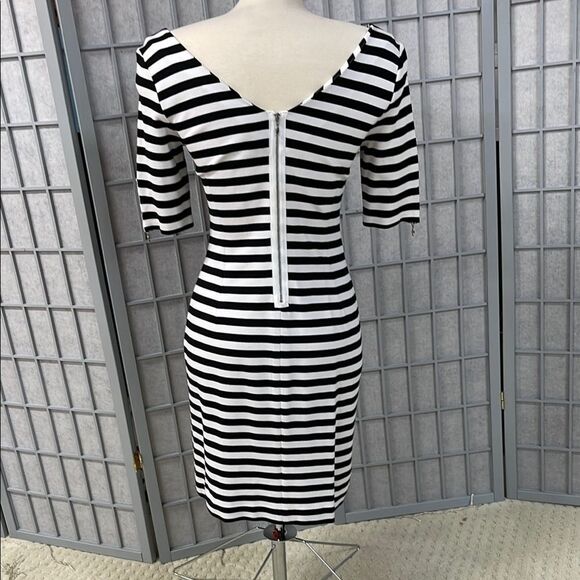Banana Republic Black and White Striped Dress, Size 4 - Picture 2 of 7